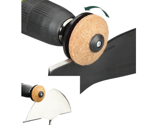 Accessoire pour perceuse pour affûter les lames de tondeuse à gazon