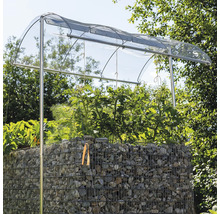 Jardinière surélevée en gabions avec toit dans le jardin