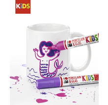 Tasse peinte avec des marqueurs à porcelaine et logo Marabu Kids