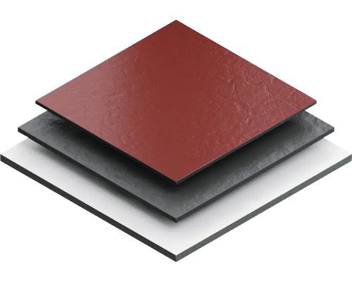 Isometrische Ansicht von drei Paneelen in Weiß, Grau und Rot