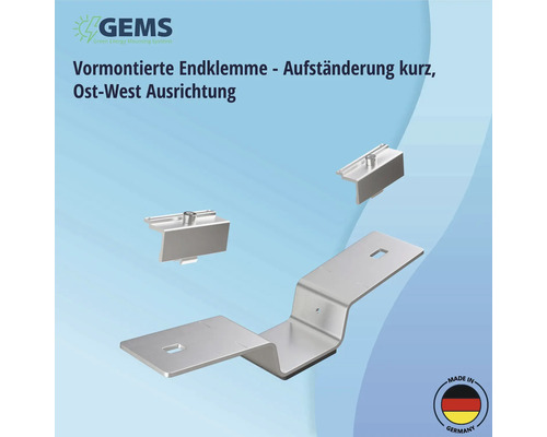 Vormontierte Endklemme zur Montage von Solarmodulen mit Ost-West Ausrichtung