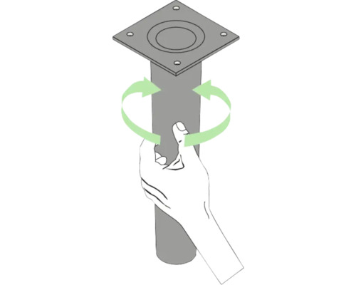 Illustration d''un support rotatif tenu par une main