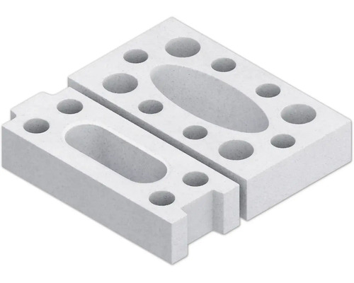 Deux blocs de béton cellulaire avec évidements