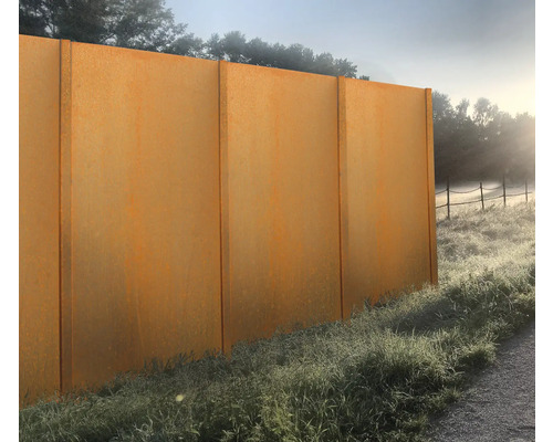 Set de clôture palatino Spaceline à sceller dans le béton 540 x 180 cm Corten Brise-vue en acier couleur rouille dans le jardin