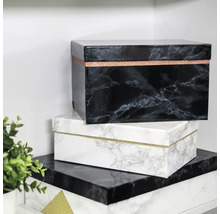 Pile de boîtes de rangement décoratives à motif marbré