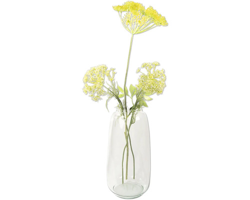 Künstliche gelbe Blüte in einer Glasvase