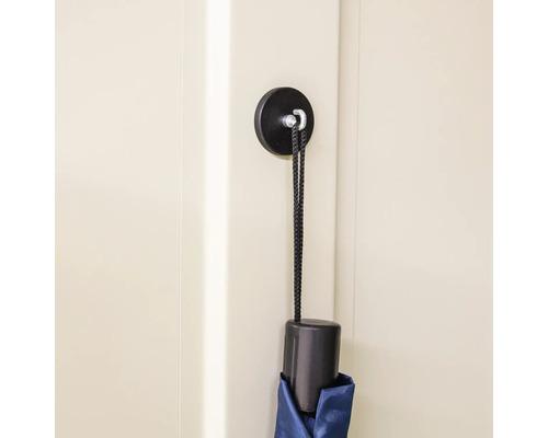 Support de parapluie magnétique avec parapluie fixé à une porte.
