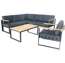 Ensemble de meubles de jardin avec canapé d''angle, fauteuil et table
