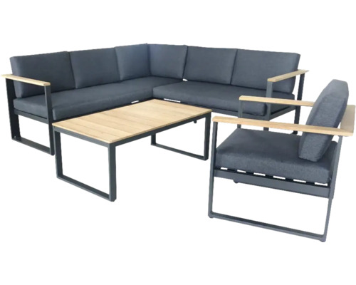 Ensemble de meubles de jardin avec canapé d''angle, fauteuil et table