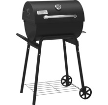 Barbecue à charbon de bois noir avec roues et thermomètre