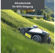 Mähroboter mit Allradantrieb im Einsatz auf einer Wiese
