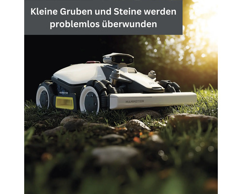 Mähroboter von Mammotion überwindet kleine Gruben und Steine problemlos