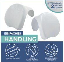 Zwei weiche Lay-Z-Spa Kissen zur einfachen Handhabung und Reinigung mit den Maßen 25 x 19,5 x 17,5 Zentimeter.