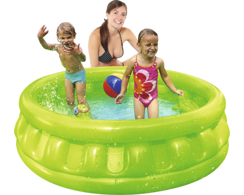 Planschbecken Kinderpool Kinder Aufstellpool Pool Galaxy Aufblasbarer Pool mit spielenden Kindern und einer Frau im Hintergrund