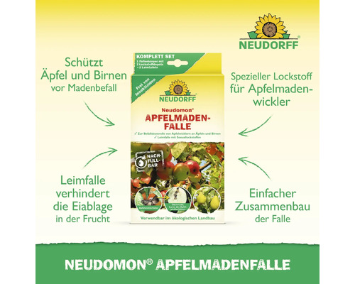 Piège à carpocapses Neudorff Neudomon pour protéger les pommes et les poires contre les vers, kit complet avec dépôts d''attractifs