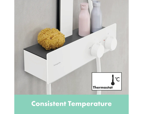 Aufputz Duscharmatur mit Ablage und Thermostatfunktion im Badezimmer