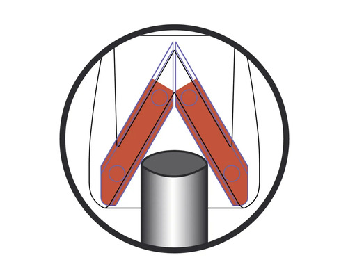 Illustration eines Rohrschalenträgers im Querschnitt