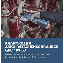 Clé à cliquet sans fil GRC 18V-60 utilisée sur une canalisation