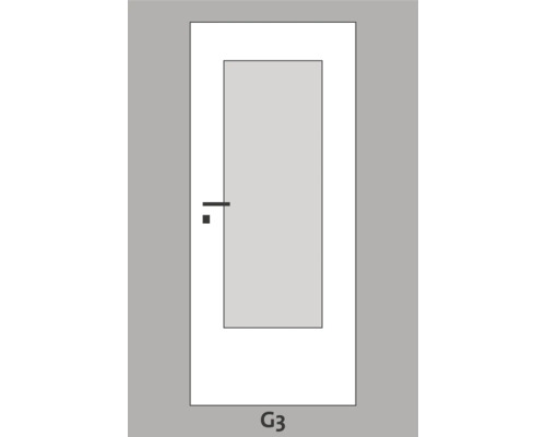 Zimmertür mit Glaseinsatz und Drückergarnitur