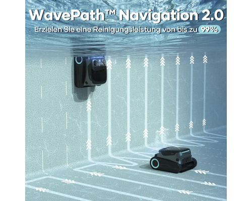 Robot de nettoyage de piscine en cours d''utilisation sous l''eau