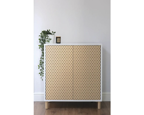 Armoire avec portes, plantes et bougie