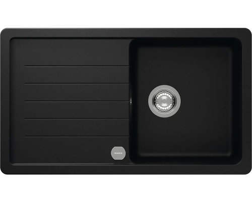 Schwarze Küchenspüle mit Abtropffläche