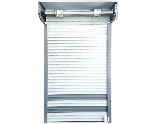 Volet roulant fermé avec rails de guidage