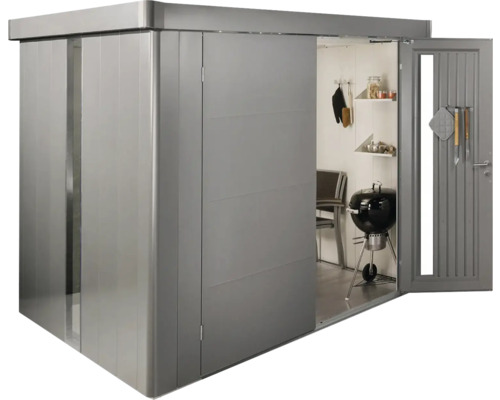 Gartenhaus aus Metall mit Schiebetür und Innenausstattung