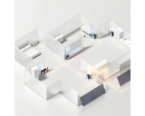 Plan d''une maison avec système solaire et stockage d''énergie pour illustrer l''approvisionnement énergétique