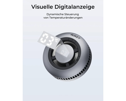 Logo Aukey, ventilateur avec affichage numérique de la température
