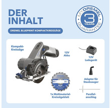 Ensemble de scie circulaire compacte Dremel Blueprint avec scie circulaire, batterie 12 V, chargeur, lame de scie circulaire multi-matériaux, adaptateur pour aspirateur et butée parallèle