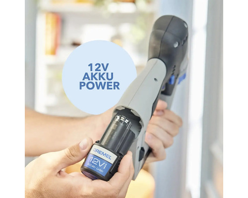 Outil multifonction Dremel avec batterie 12 volts insérée