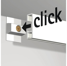 Illustration eines Wandmontagesystems mit Klickmechanismus