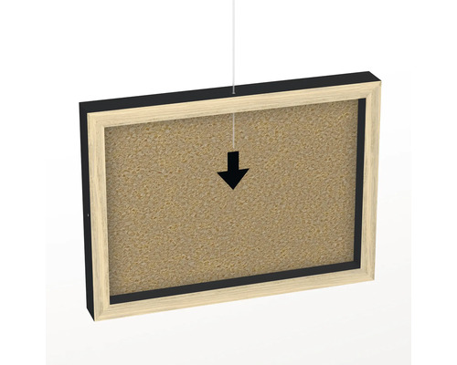 Pinnwand mit Holzrahmen und Aufhängevorrichtung