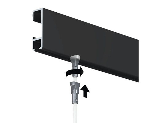 Deckenschiene mit Drehmechanismus zur Befestigung