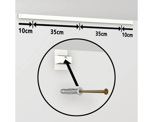 Installationsanleitung mit Maßangaben für eine Gardinenstange