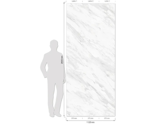 Panneau décoratif avec structure en marbre et indication de la taille