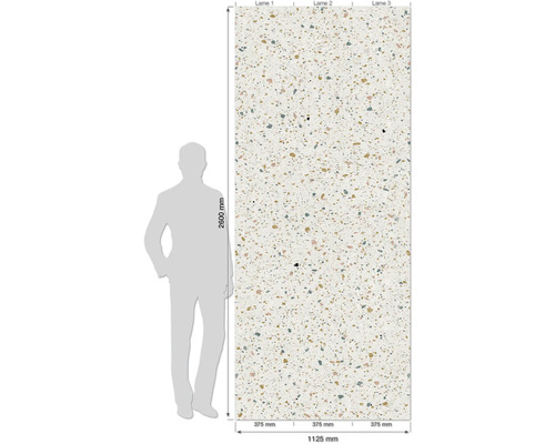 Carreau grand format aspect terrazzo, 2600x1125 mm