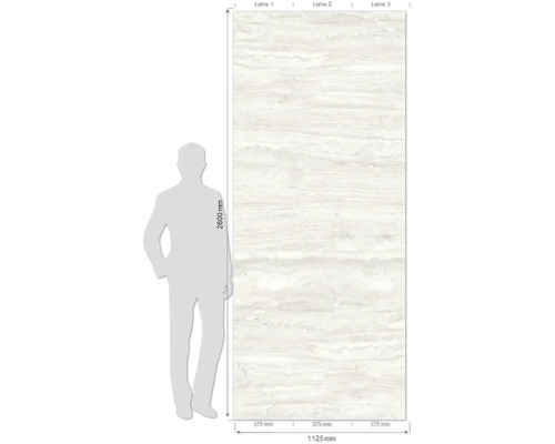 Panneau décoratif aspect travertin, 2600x1125 mm