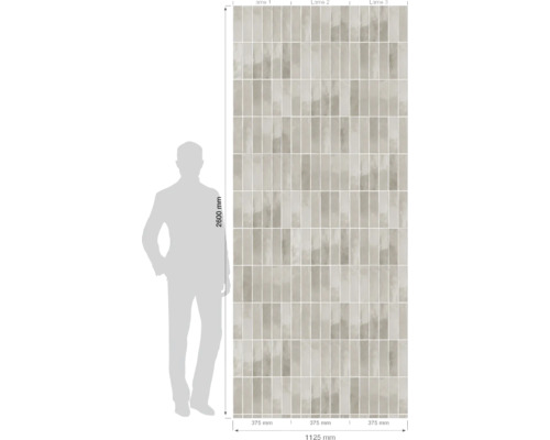 Carreau mural grand format mesurant 1125 x 2600 millimètres pour la décoration murale.