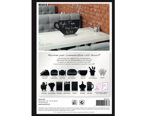 Securit Tischaufsteller in Tassenform mit der Aufschrift High Tea Every Sunday 16.00