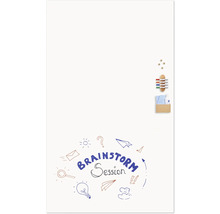 Whiteboard mit Brainstorming-Skizzen, Markern und Zubehör