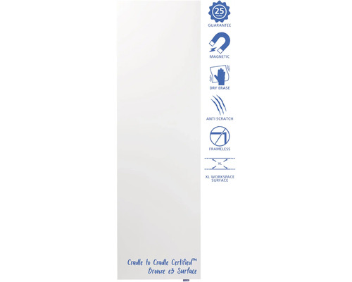 Tableau blanc avec garantie de 25 ans, surface magnétique, effaçable à sec et résistante aux rayures