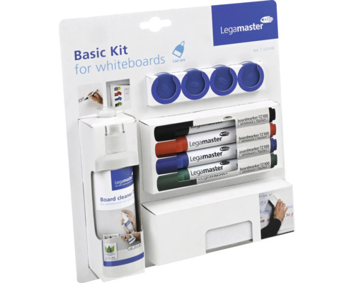 Kit de base Legamaster pour tableaux blancs avec marqueurs, nettoyant et accessoires