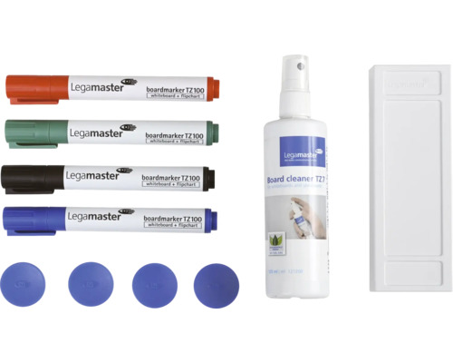 Legamaster TZ100 Set de marqueurs pour tableau blanc avec nettoyant et accessoires