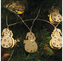 Guirlande lumineuse avec motifs de bonhomme de neige en bois pour la décoration