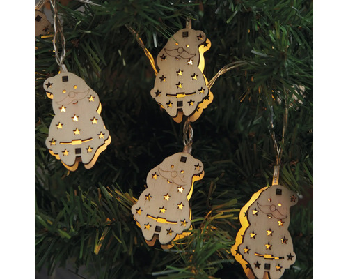 Sapin de Noël avec guirlande lumineuse en bois Père Noël