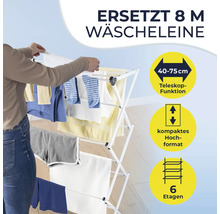 Séchoir à linge avec six niveaux et fonction télescopique pour sécher le linge