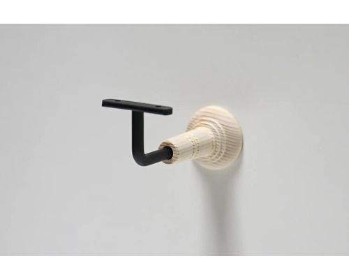 Support de tringle à rideaux en bois avec fixation en métal noir