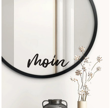 Miroir rond avec l'inscription Moin, vase avec décoration